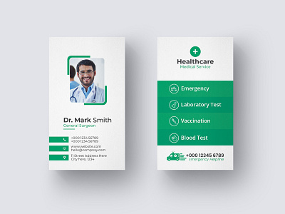 Vertical Medical Healthcare Business Card Template branding clean corporate dentist healthcare business card marketing medical business card modern professional stationery