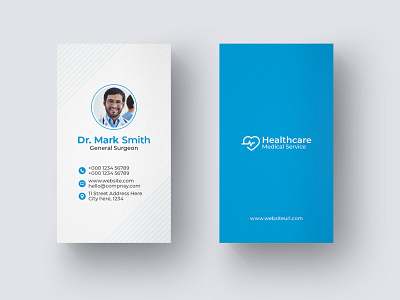 Vertical Medical Healthcare Business Card Template branding clean corporate creative dentist design healthcare business card marketing medical business card stationery