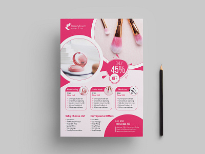 Beauty Flyer & Spa Flyer Template ad advert advertisement beauty beauty care beauty flyer clinic cosmetic creambath facial flyer gold hair health makeup menicure minimalist pedicure salon sauna