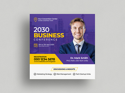 Conference Social Media Post Template conference convention corporate elegant facebook failure flyer information instagram invitation leadership leaflet lecture lecture hall linkedin meeting participant post poster