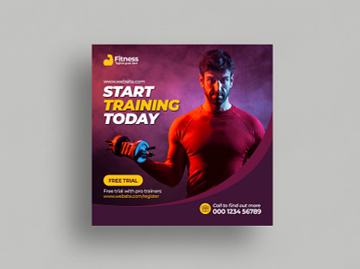 Fitness Social Media Post Template advertisement boxing branding club facebook cover facebook post fitness gym health instagram banner instagram post instagram story kit page cover promotion social media social media kit social pack