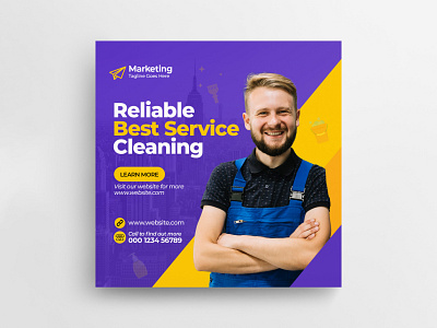 Cleaning service social media post banner template