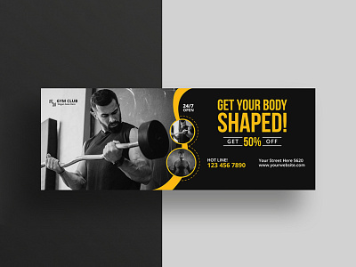 Fitness Facebook Cover Template banner clean creative design fintess gym gym facebook marketing post template social media