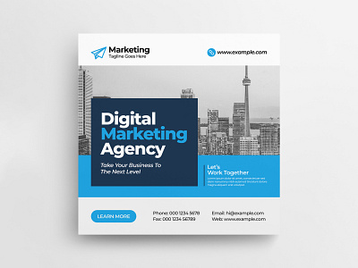 Business Marketing Social Media Post agency banner blue branding business clean corporate creative design digital facebook instagram marketing media modern post professional social template