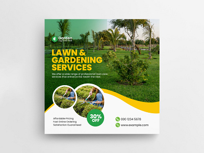 Lawn Care Service Social Media Instagram Post Template banner branding clean corporate creative design grass instagram post landscaping lawn lawn mower marketing modern mower professional service social media template