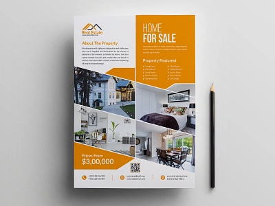 Real Estate Flyer advertisement advertising agency agent branding design flyer home house leaflet lease loan magazine marketing mortgage negotiator newspaper open property flyer real estate