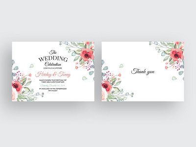 Watercolor Floral Wedding Invitation CardTemplate