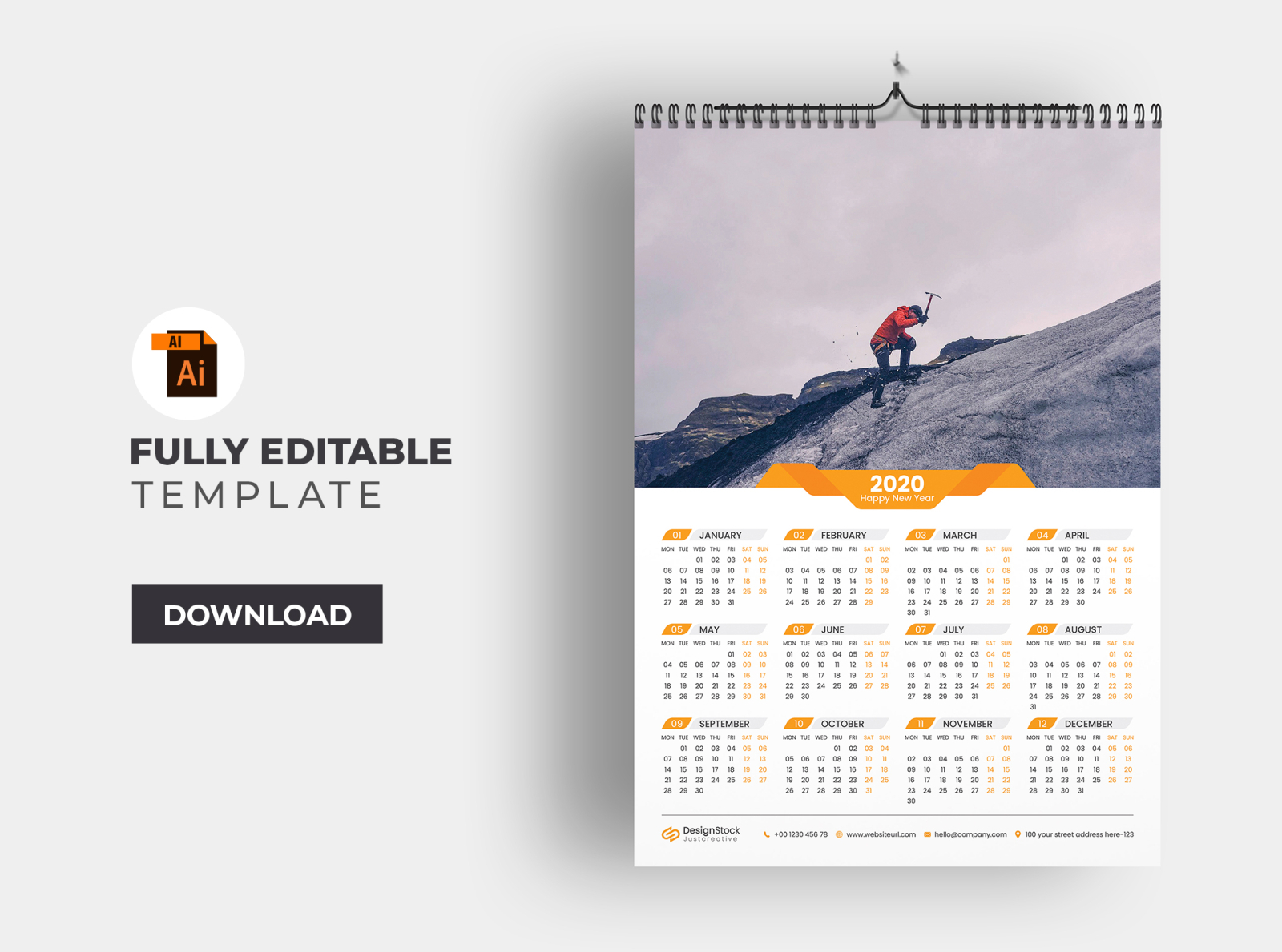 One Page Wall Calendar by Yousuf Ibrahim on Dribbble