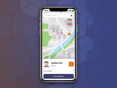 Virus-patient tracking app app appdesign apple application application ui button covid19 design healthapp healthcare tracker tracking ux virus