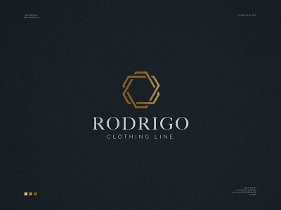Rodrigo Hexagon Monogram 3d branding clothing gold graphic design hexagon identity illustration logo luxury minimalist modern art monogram simplelogo