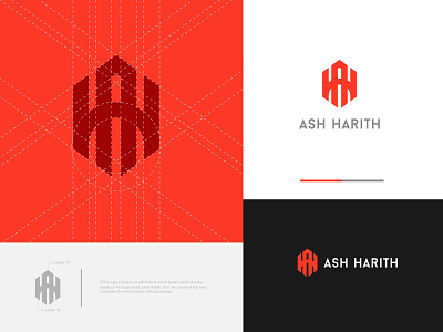 Ash Harith Branding Concept branding design flat geometric logo geometric pattern identity influence initial logo logo minimal modern modern art type typography vector vlogger