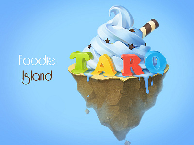 Foodie Island End blue candy chocolate colorful cookies food ice cream illustration island sky taro