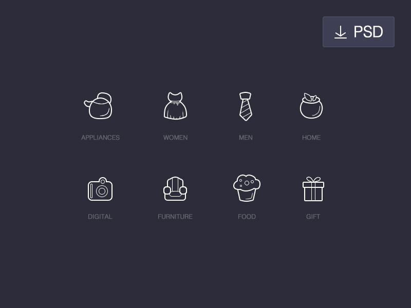 Freebie - Outline icons for Shopping Category kit source category web icon shopping psd sketch outline free system flat