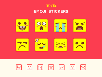 Emoji set boring cute despise expression face flat happy icon moving outline sad worry