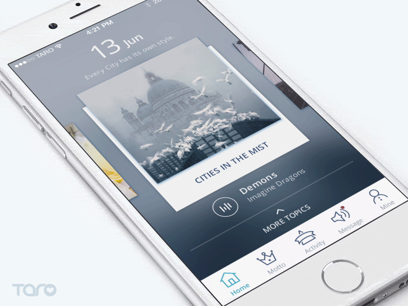 Mograph for Homepage animation app card flat gif iphone mograph music note screen scroll topic