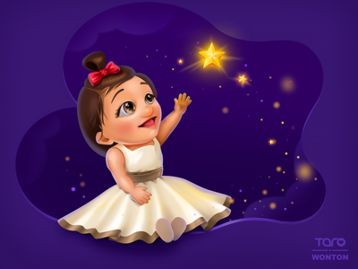 My girl Have Its Owen Dream By Taro baby bubble character child cloud colorful cute digital art dream figure gif girl illustration kid mascot mograph night princess purple star