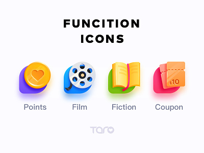 4 Function Icons app automate book business casino colorful coupon fiction film flat icon jackpot lottery point ui vector