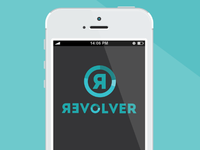 Revolver agency app blue logo mobile palette teal technology
