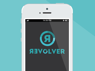 Revolver logo app technology blue teal mobile agency palette