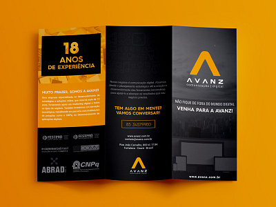 Avanz Trifold black branding brochure clean editorial fold leaflet logo mockup orange trifold typography