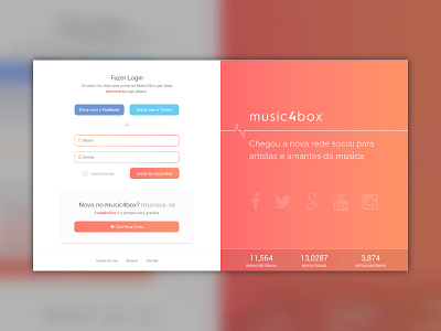 music4box - Singup Concept auth flat form gradient login material music orange pink singup social webdesign