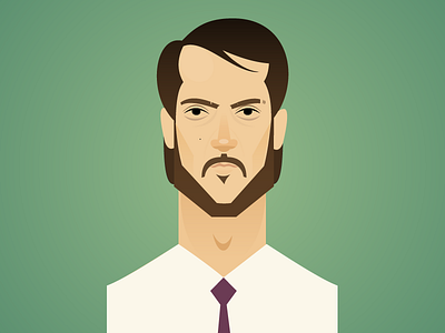 Self-portrait ;-) business cartoon character charge face flat illustration man minimal office tie vector