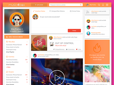 music4box - Timeline Concept app dashboard flat interface material music orange social sound timeline web webdesign