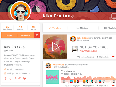 music4box - Profile Sneak Peek app flat material music orange profile social sound timeline ui ux web