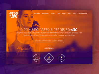 Hotsite Hapvida +1K Hero banner health hero hotsite interface orange purple running site ui web webdesign