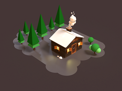 Low poly Hut 3d art abstract art design light lowpoly nature shadow