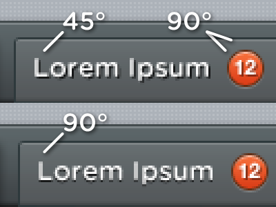 45 vs 90 angle highlight inset letterpress shadow