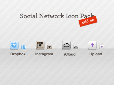 Icon Pack Add-on dropbox icloud icons instagram rogie social upload