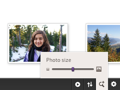 Photo Size button icons popover slider st ryde