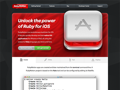 Rubymotion is live! buttons homepage icon myriad pro omnes tabs