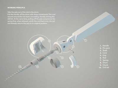 ‘Rotation’ mechanical hand drill (concept) concept design drill industrial design product design rotation