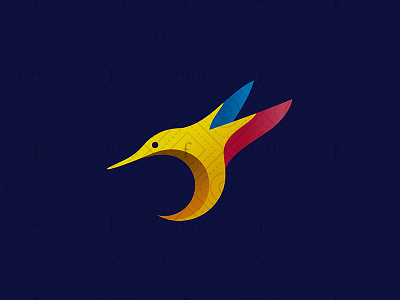 Geometric Hummingbird Logo agile beautiful bird branding ccc cmyk colorful elegant fast flying for sale geometric hummingbird letter little logo modern precise simple wings