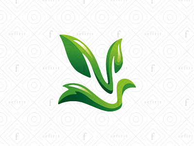Green Fox Logo abstract bird branding diet dove eco ecological for sale fox grass green healthy leaf leaves logo nature nutrition plant simple swam