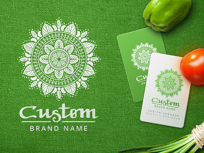 Vegan Mandala Logo branding colorful diet flower for sale fresh fruits geometry gourmet healthy leaves logos mandala organic restaurant spirituality sun vegan vegetables vegetarian