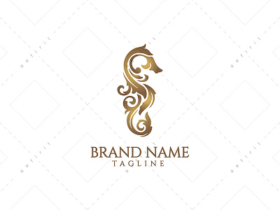 Victorian Seahorse Logo abstract aquarium aquatic branding classic elegant fish for sale heraldic heraldry horse logo ocean ornamental ornaments restaurant sea seafood seahorse victorian