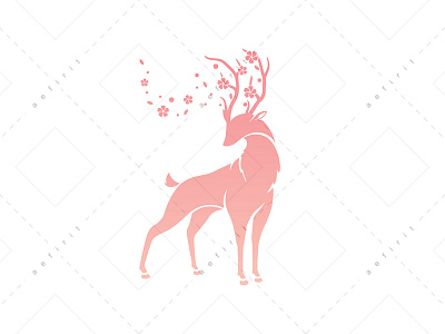 Pink Spring Spirit Logo animal antlers art beauty color deer elegant event fantasy floristry flower forest illustration logo mystical nature season spirit spring wind