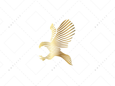 Golden Line Eagle Logo animal art bird business design eagle elegant falcon flight fly freedom gold golden law lines logo predator stripes wind wings