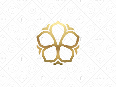 Minimalist Flower Logo abstract aesthetics beauty brand branding care elegant female floristry flower garden golden logo logo for sale minimalist petals spa spring symbol white