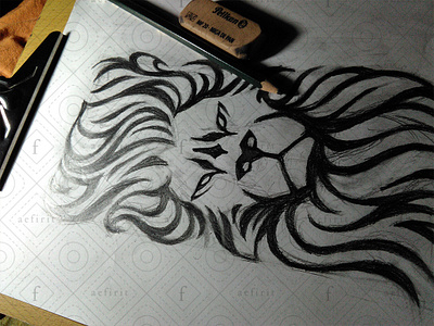 Flaming Lion Logo - Sketch art brand branding brave concept courage fire flames flaming idea illustration inspiration lion logo mark paint painting raw sketch stroke