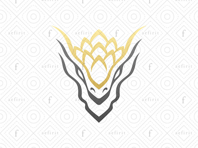 Golden Dragon Logo animal art beast brand crown dragon esports face games golden head identity leaves legendary logo mythology samurai scales v videogames