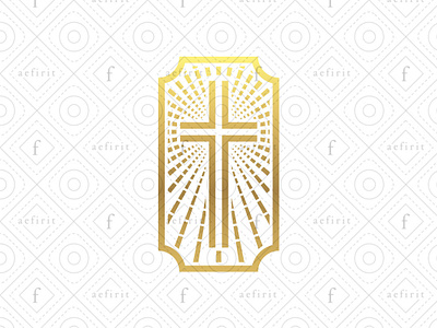 Sacred Cross Logo angels brand brotherhood church community cross emblem faith foundation god group holy identity light messiah mosaic rays religion sacred shield