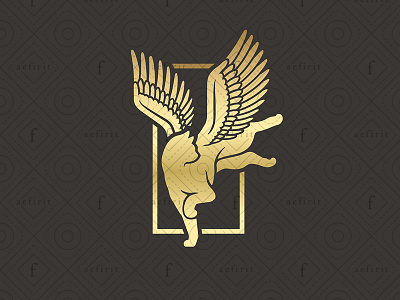 Legendary Cat Logo angelic art brand cat crafts creative divine egyptian epic jumping legendary logo mystic mythology pet prestigious rectangle spirit winged wings