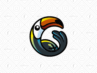 Cheerful Toucan Logo art bird branding character cheerful colorful creative eco for sale g letter logo mascot media modern painting parrot printing simple toucan