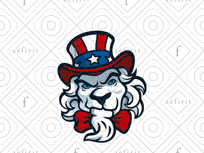 American Lion Logo american baseball branding character creative esports for sale gamer gaming hat head lion lion sam logo mascot patriotism sports uncle sam usa world war