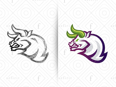 Bull Gaming Logo - Purple Version battle beast branding bull challenger creative esports for sale furious gamer gaming head logo mascot powerful purple sport team tournament wild