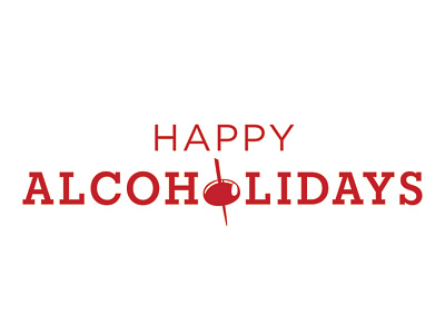 Happy Alcoholidays cocktails holiday humor olive typography